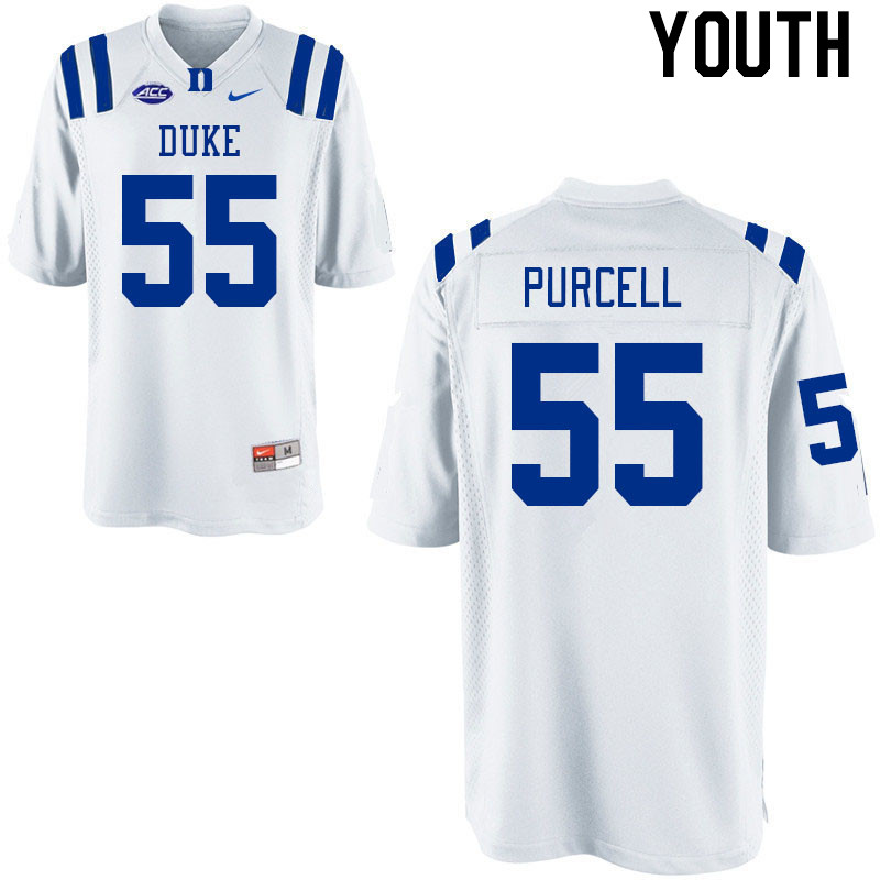 Youth #55 Michael Purcell Duke Blue Devils College Football Jerseys Stitched-White